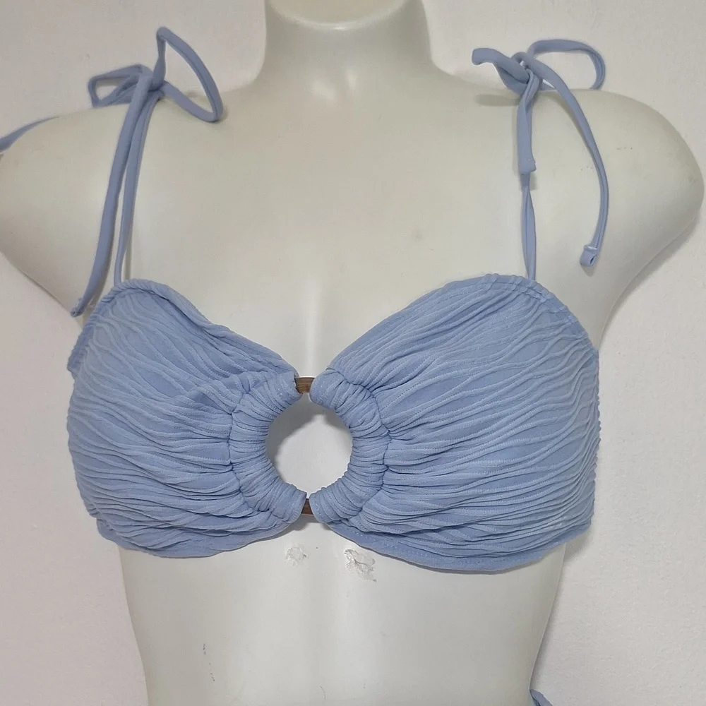 Zaful Light Blue Textured Bikini Set